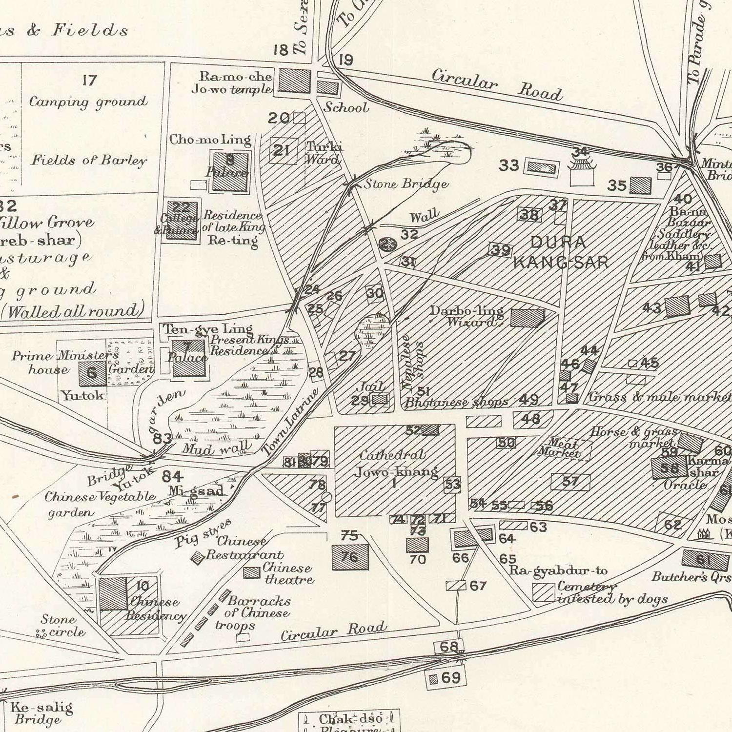 detail of the map from the centre 