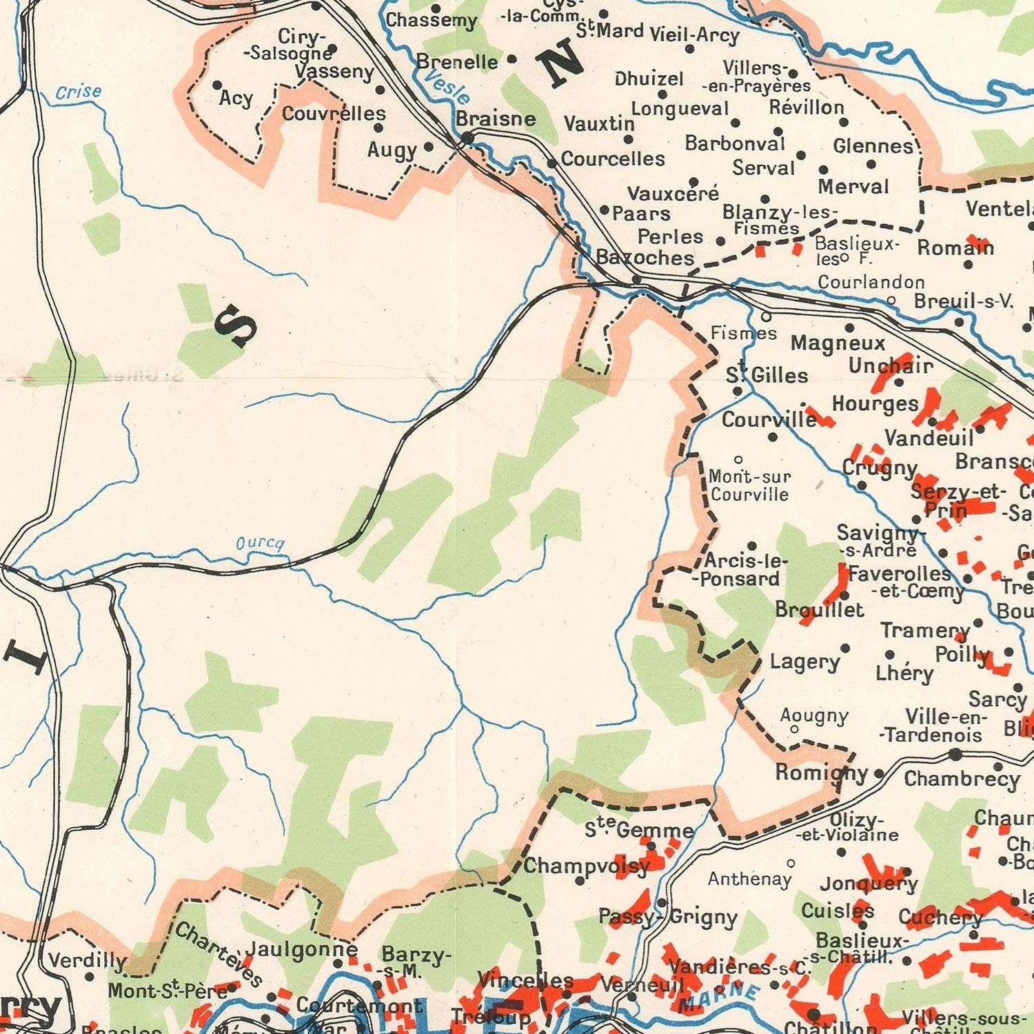 detail of the map from the centre left