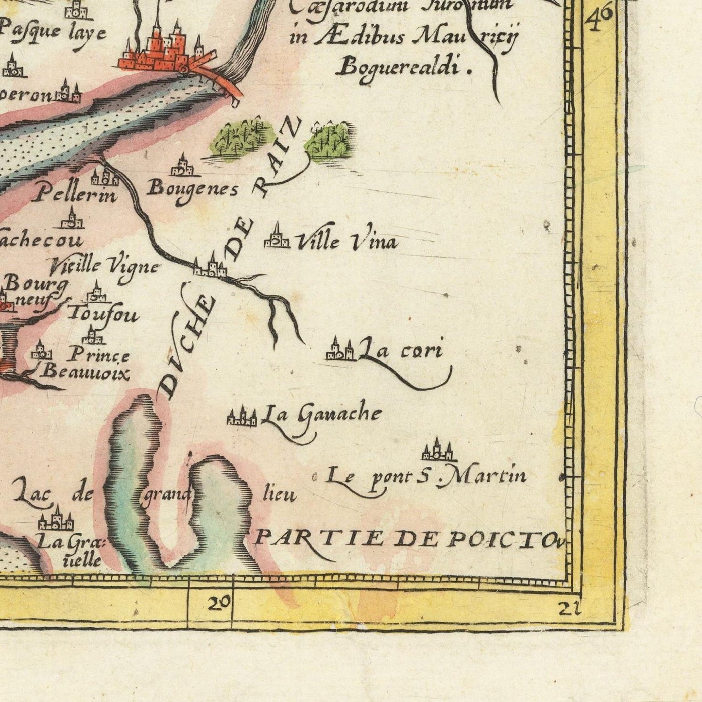 detail of the map from the bottom right corner