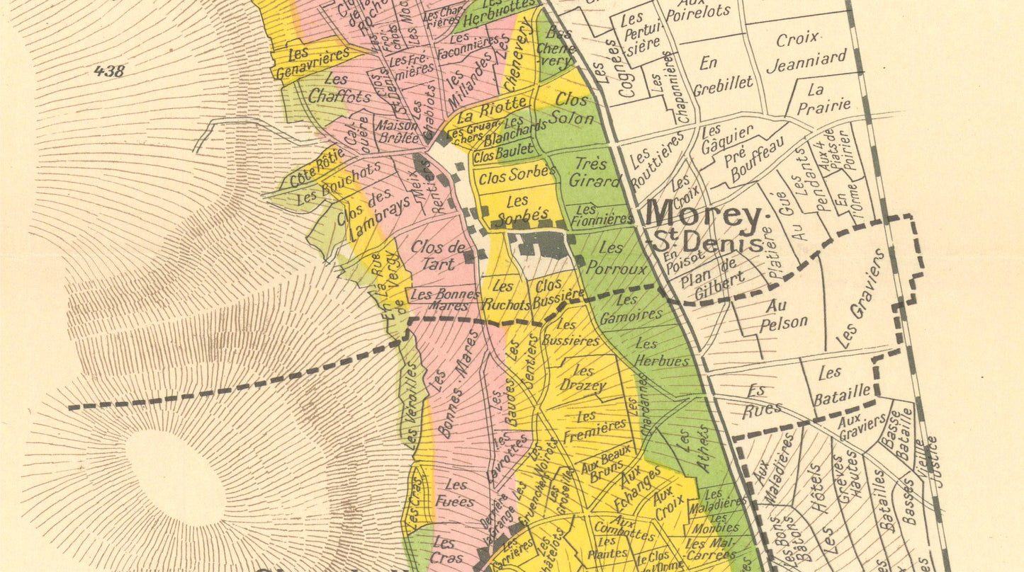 Colorful map of a geographical area with labeled regions