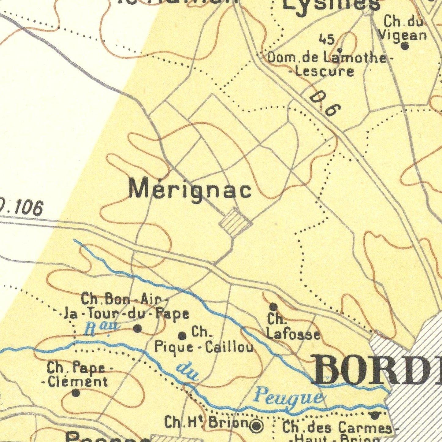 Vintage map of a region with labeled places and roads