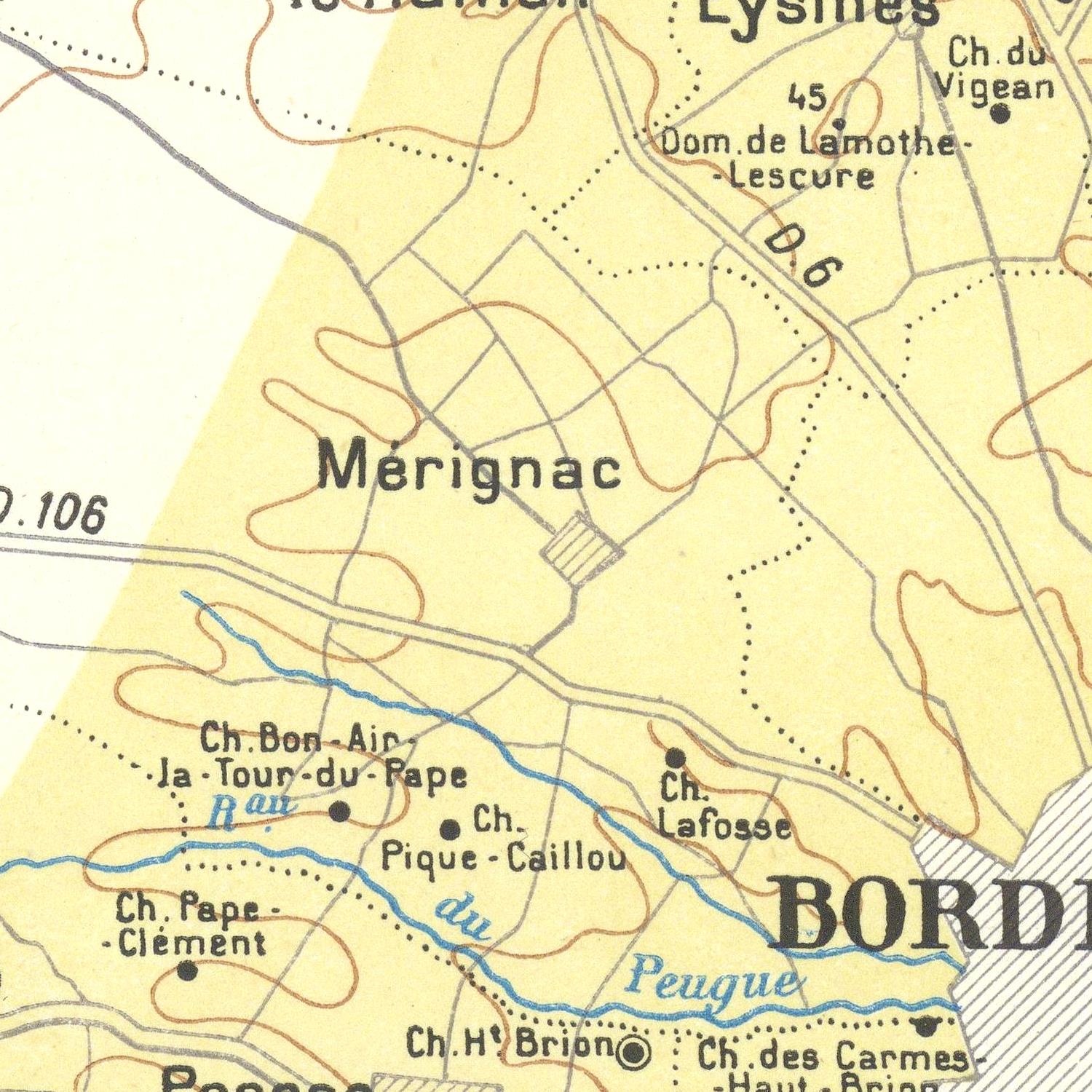 Vintage map of a region with labeled places and roads