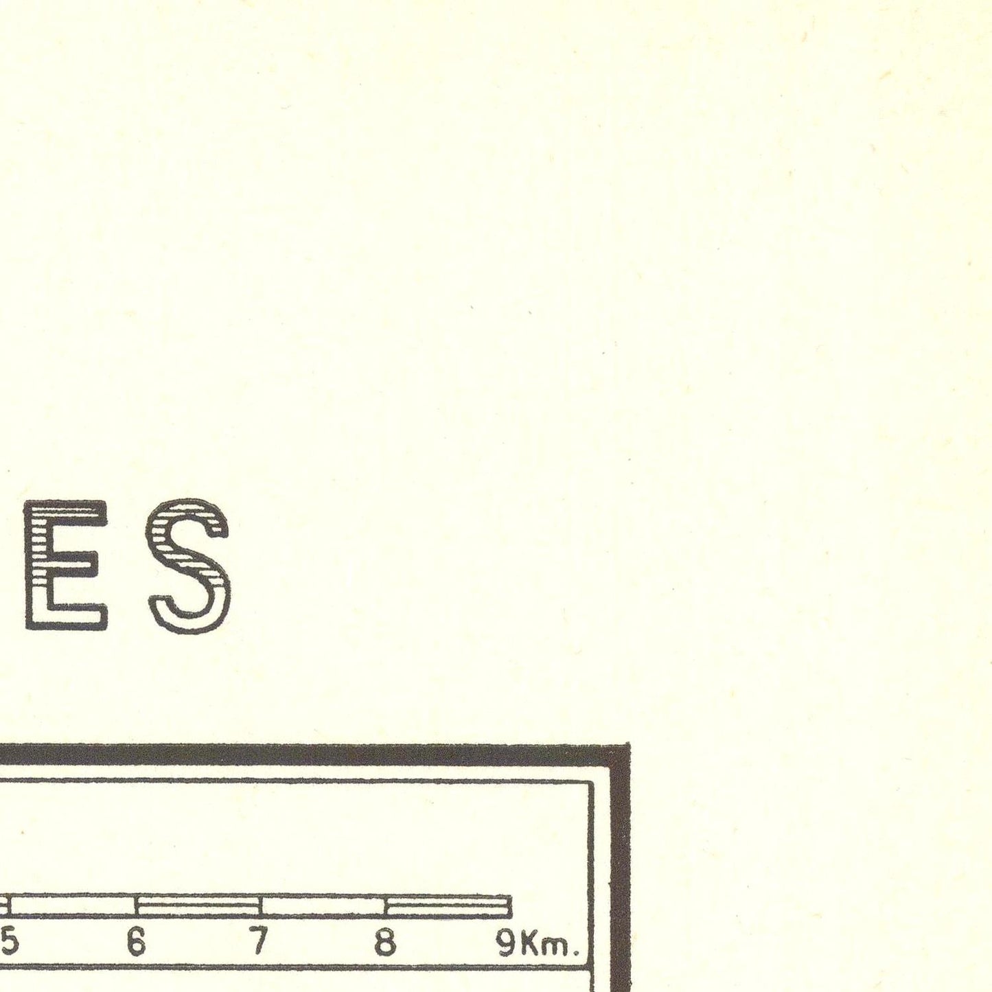 Map scale with 'ES' marking on a beige background