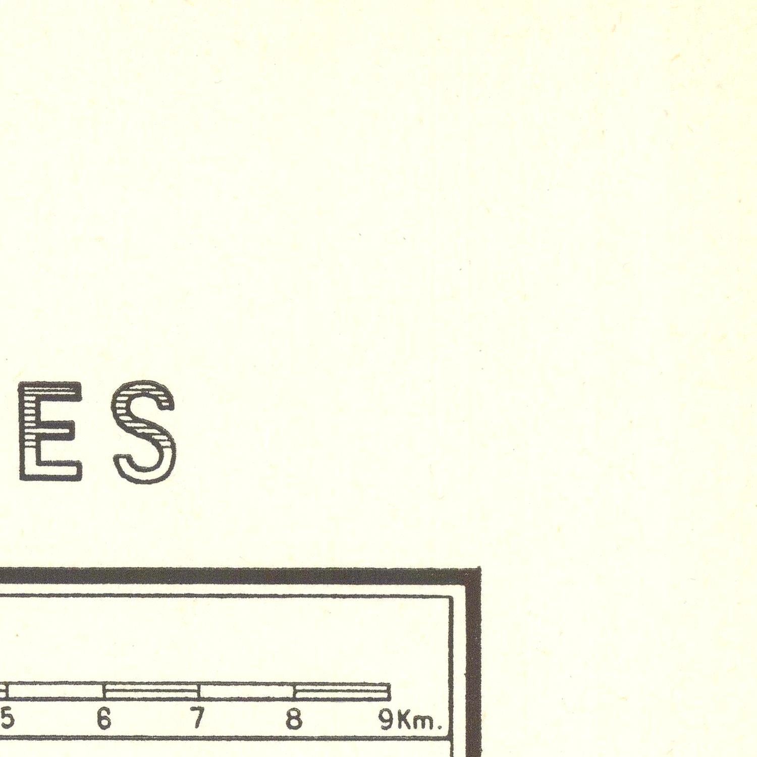 Map scale with 'ES' marking on a beige background