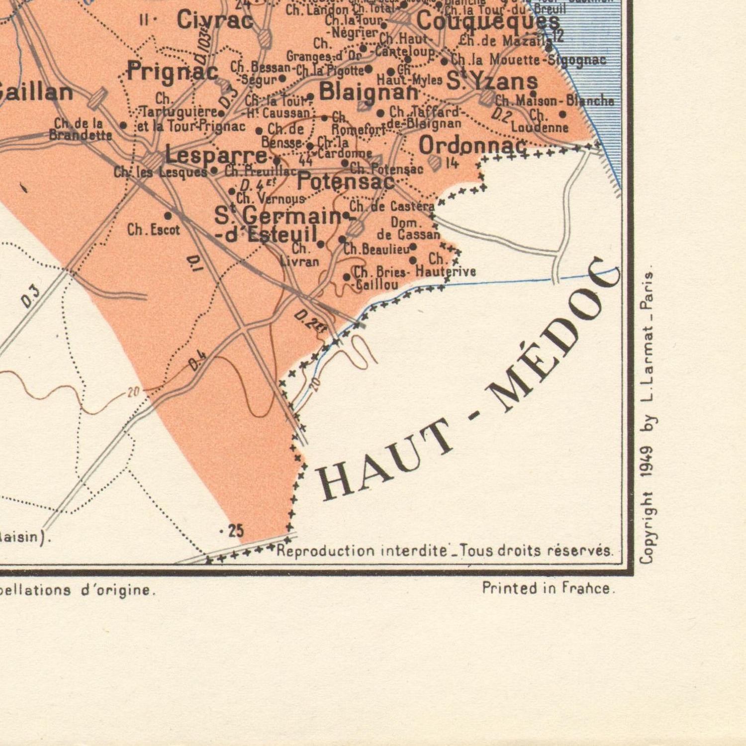 Vintage map of a region with labeled places and boundaries