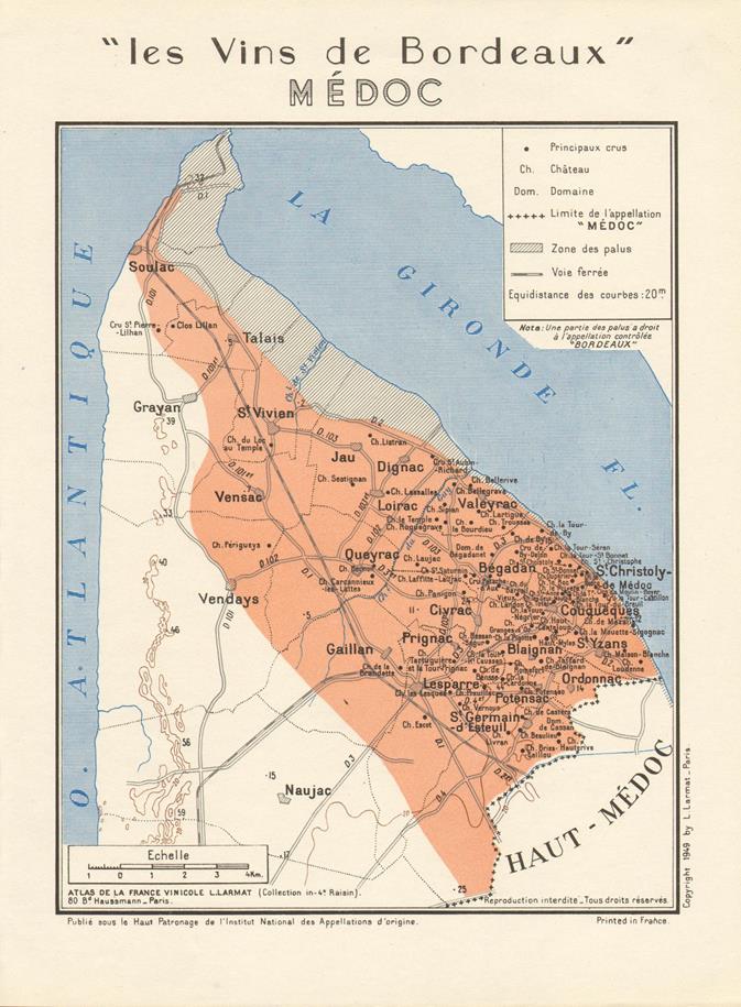 Map of Bordeaux wine regions with labeled areas on a white background