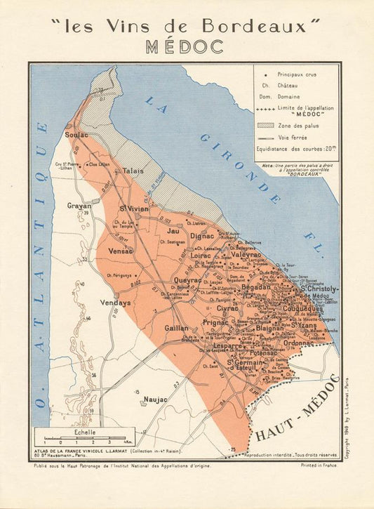 Map of Bordeaux wine regions with labeled areas on a white background
