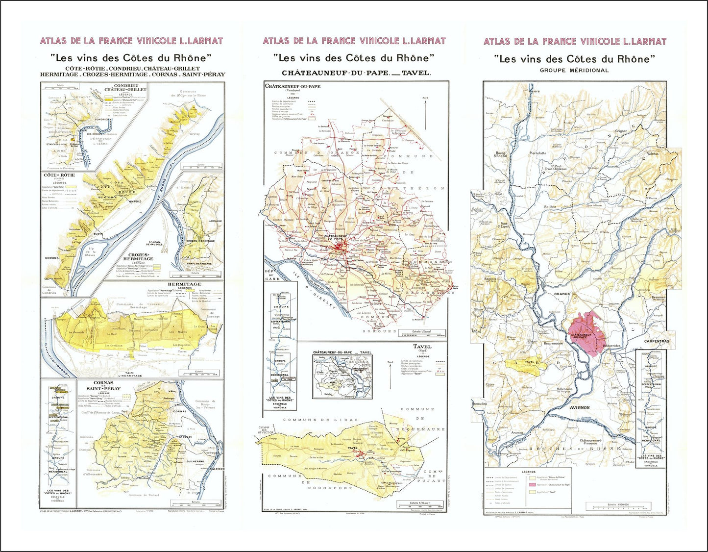 Map of wine regions in France with colorful labels and text
