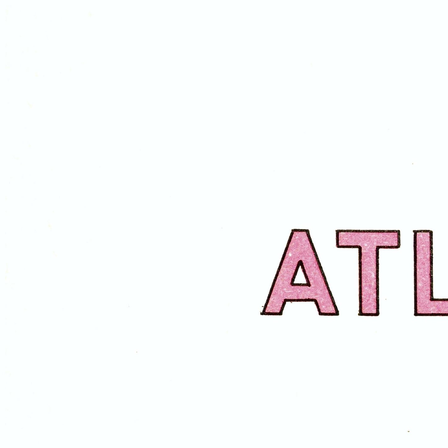 Pink 'ATL' text on a white background