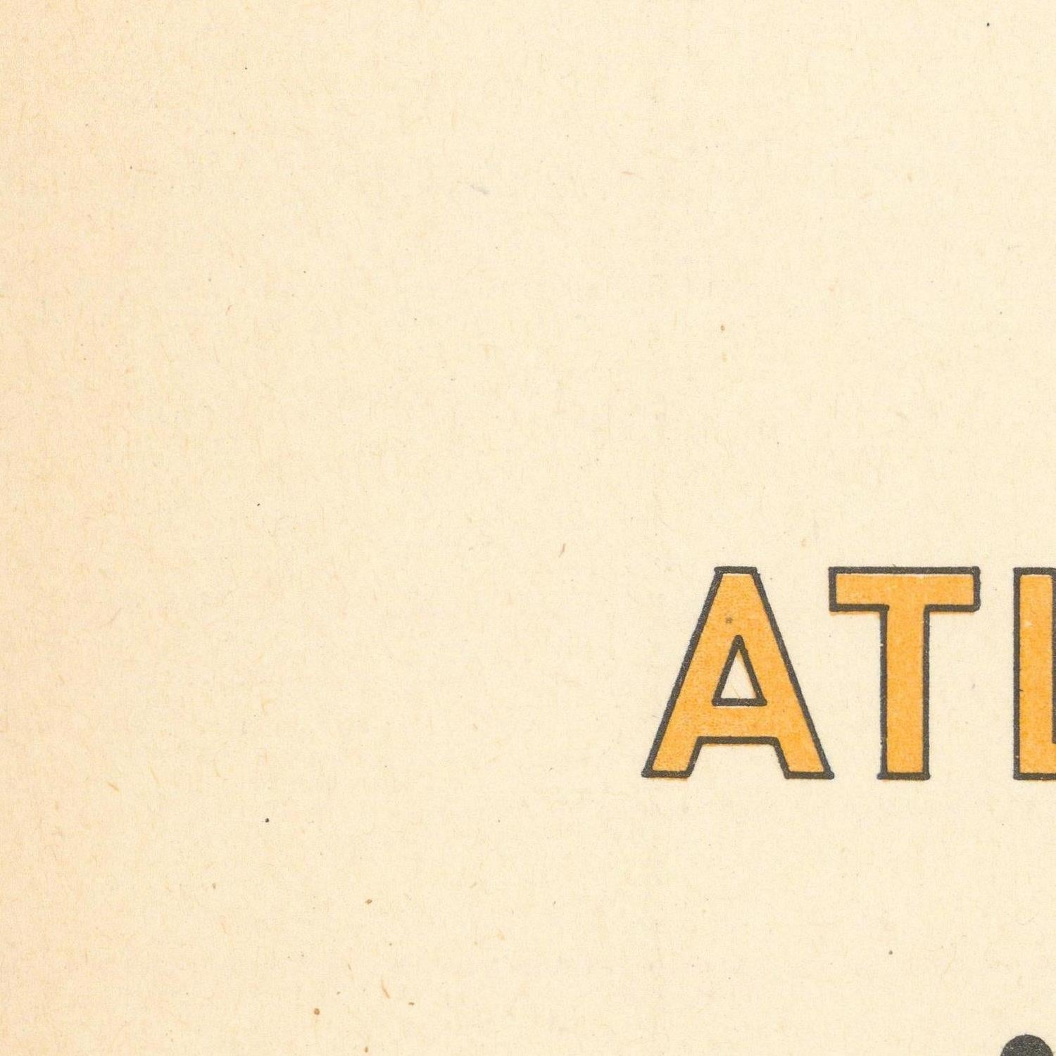 Partial view of a vintage-style poster with 'ATL' text on a beige background