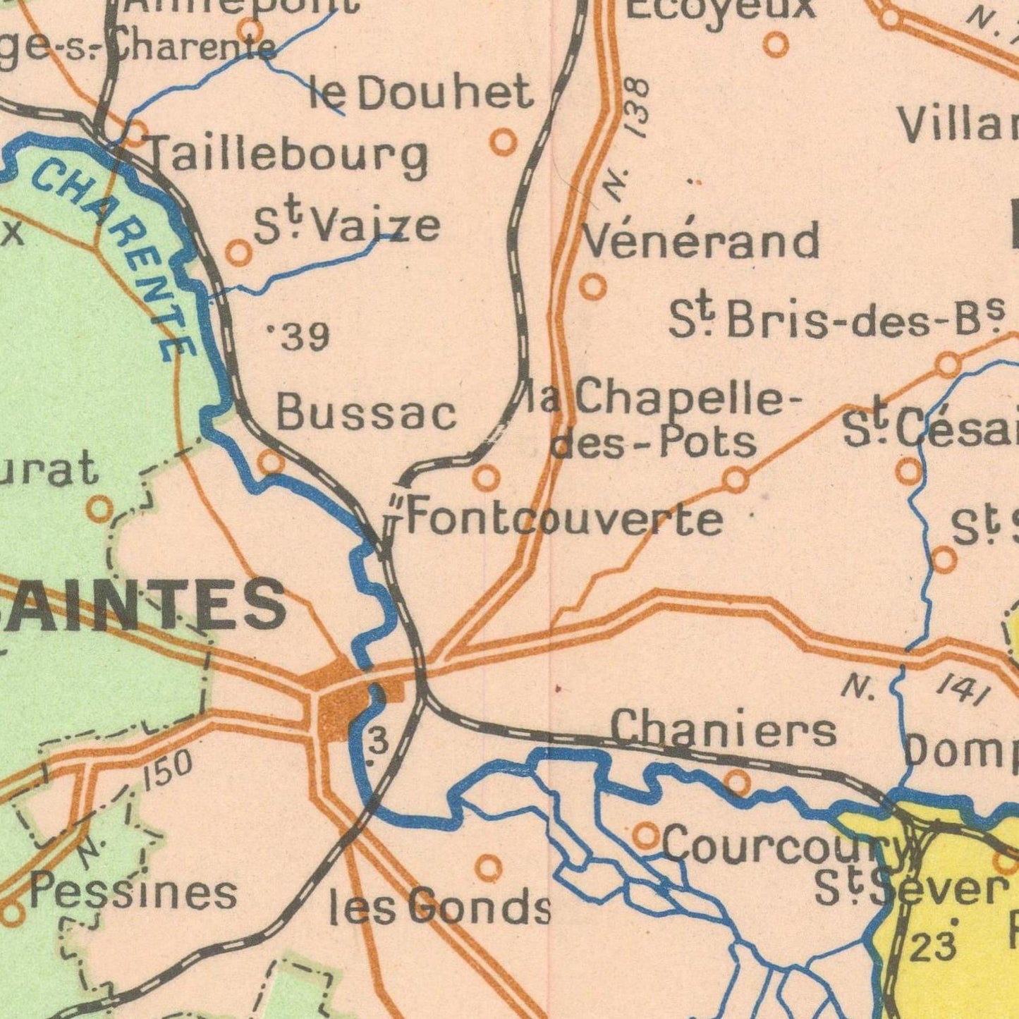 detail of the map from the centre 
