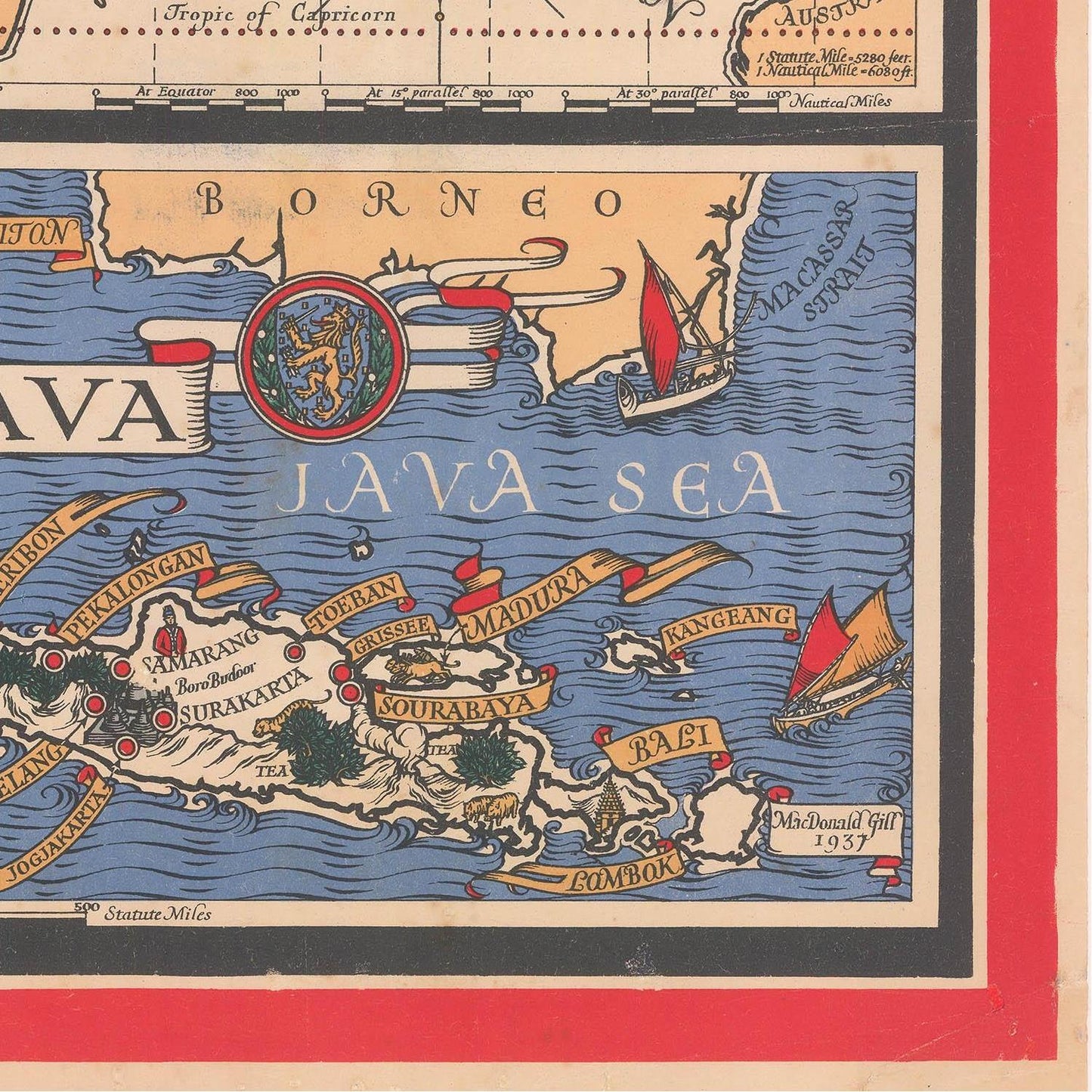 detail of the map from the bottom right corner