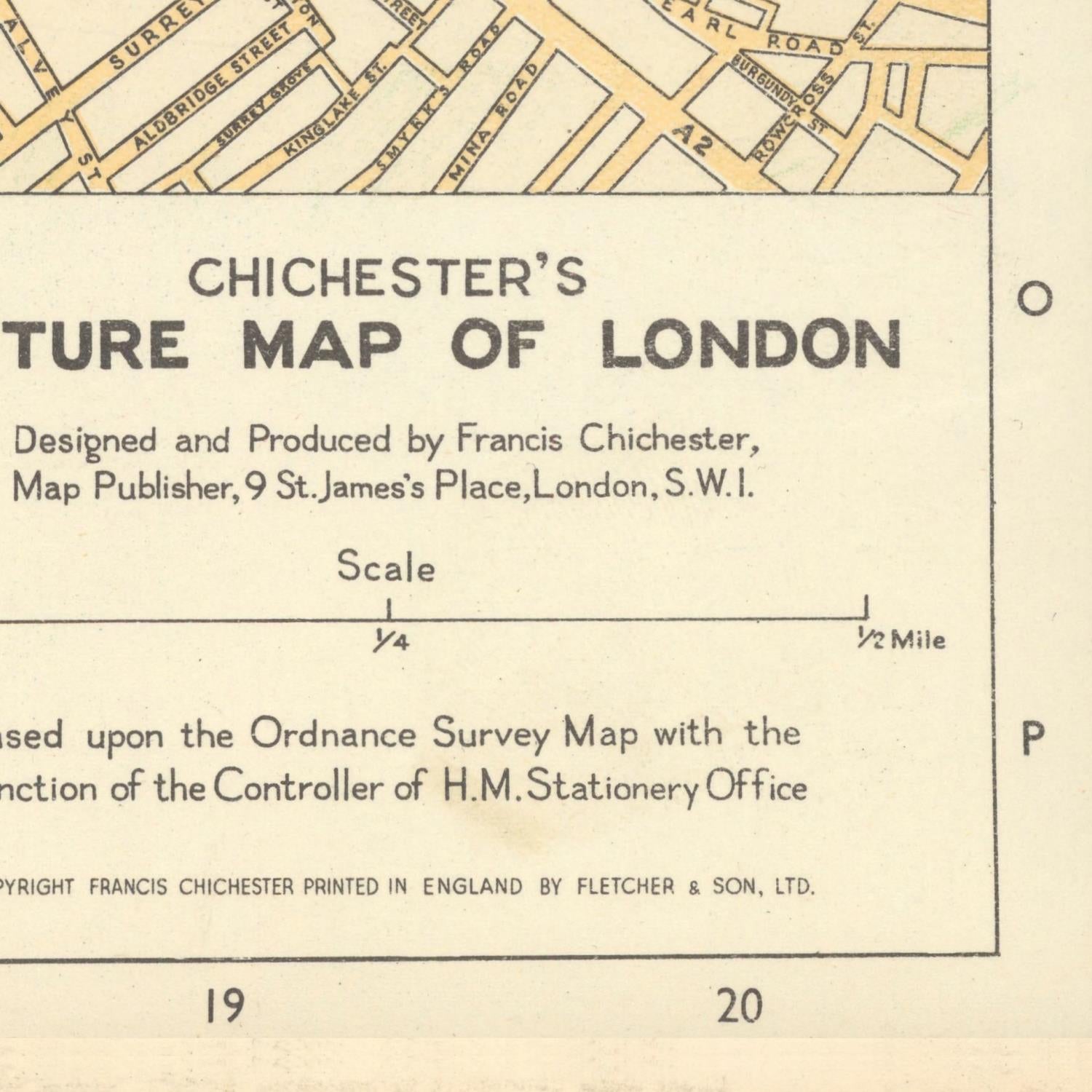 detail of the map from the bottom right corner