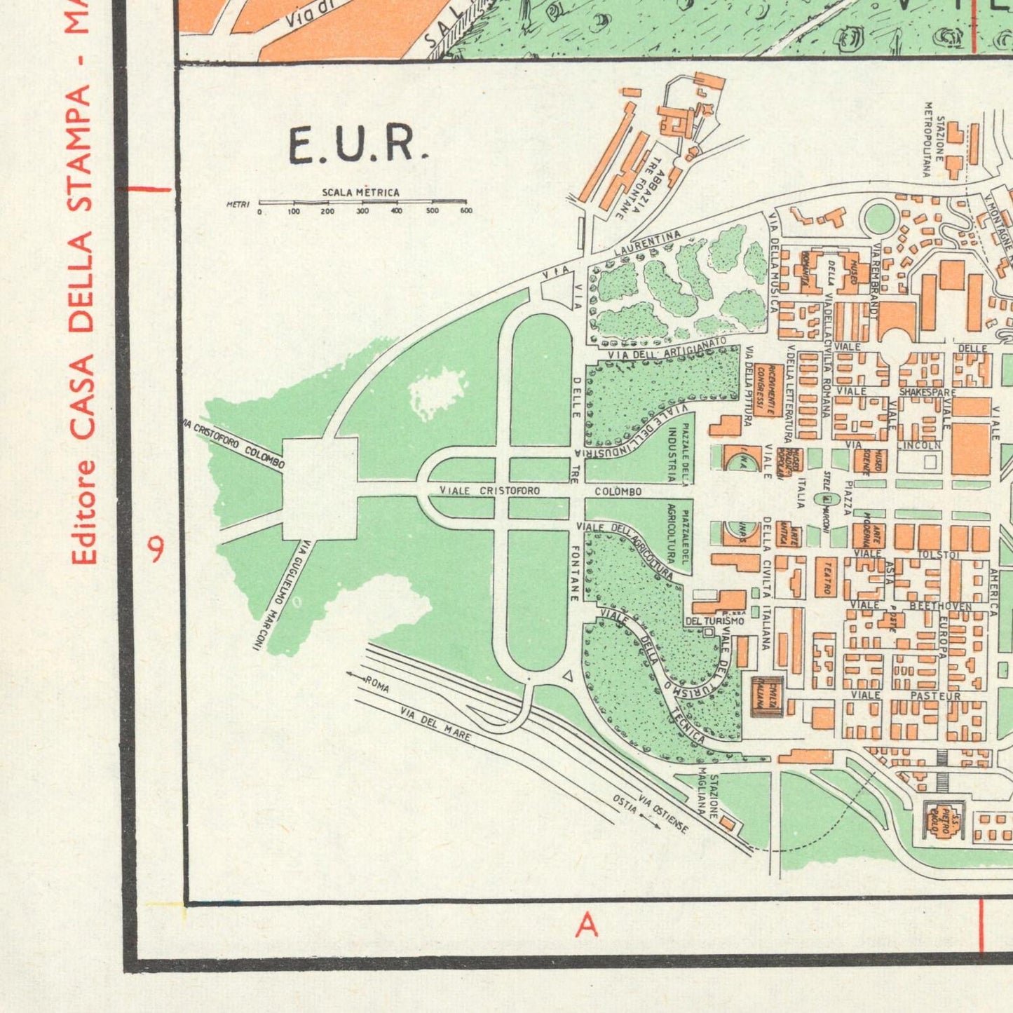 detail of the map from the bottom left corner