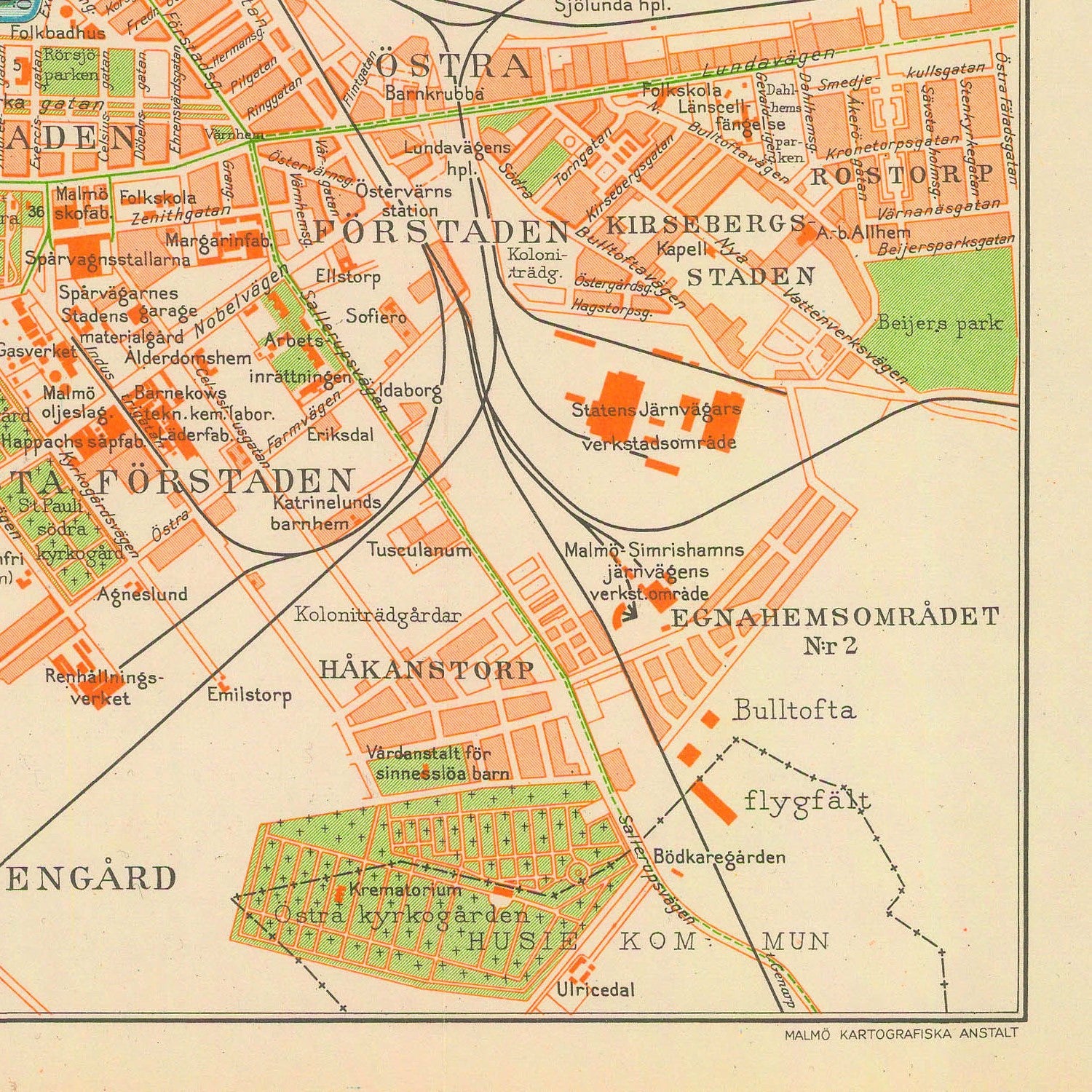 detail of the map from the bottom right corner