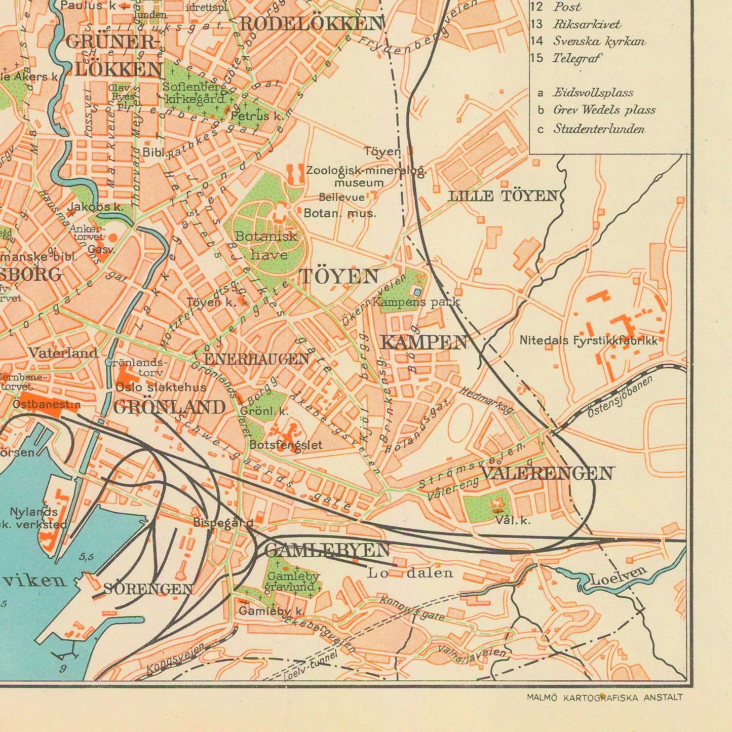 detail of the map from the bottom right corner