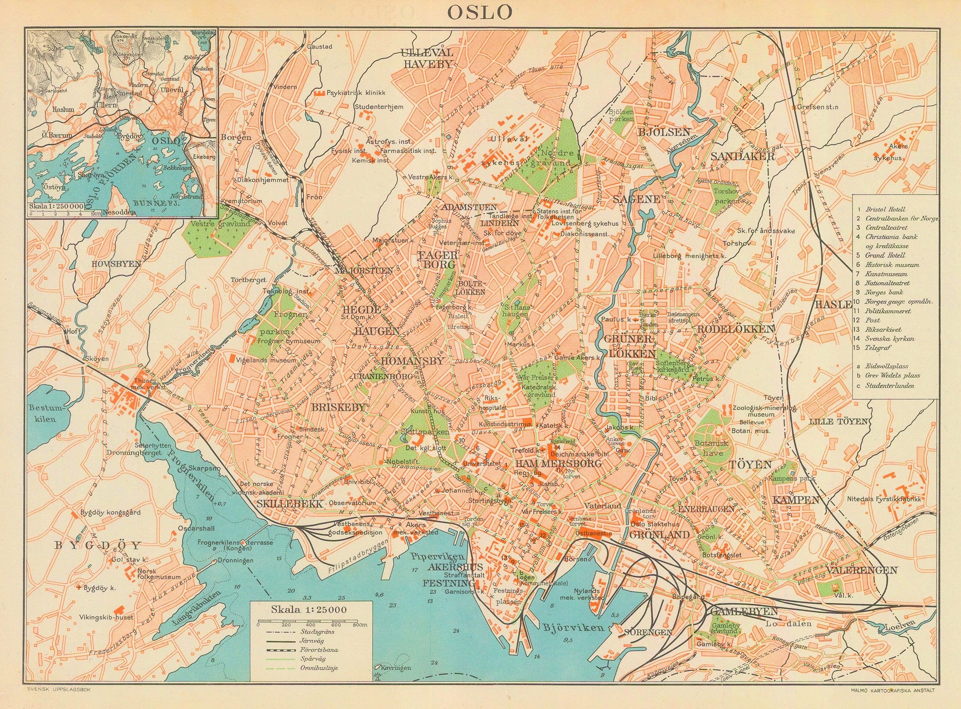 Old map of Oslo, 1933 – PrintsXXL