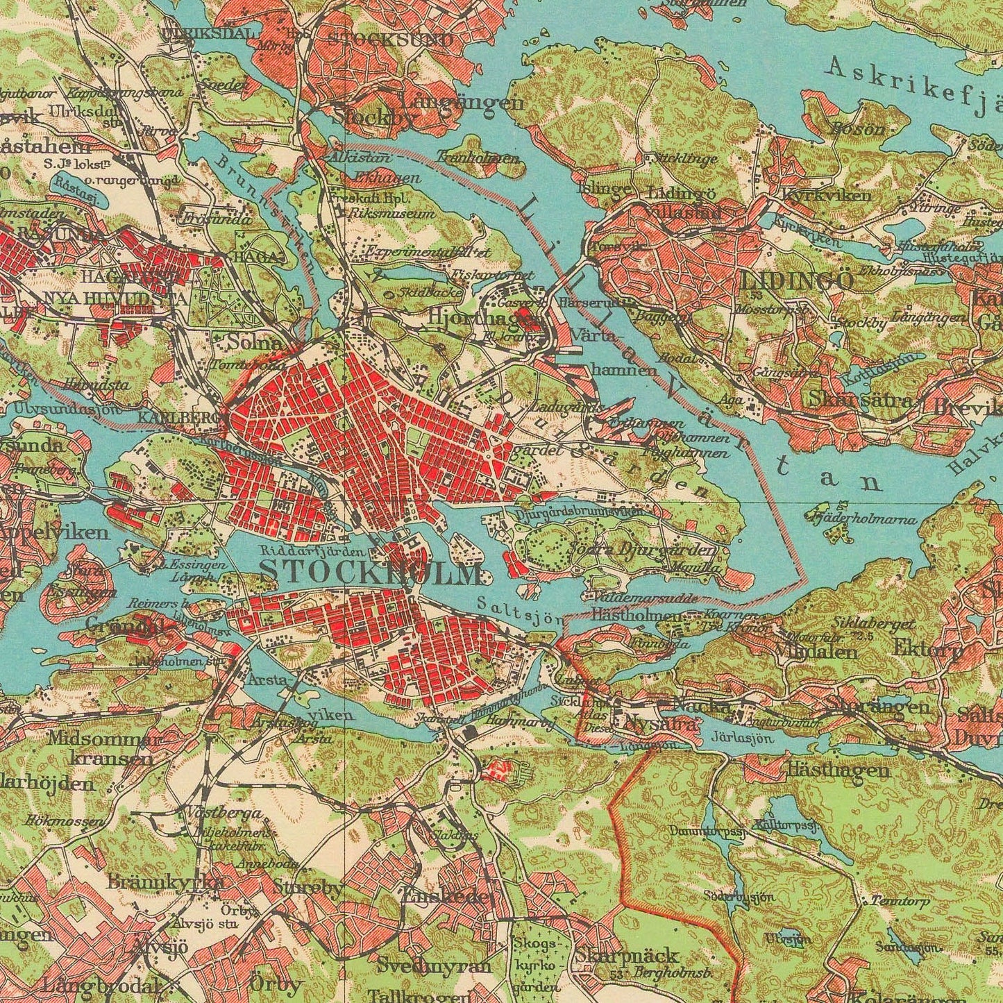 detail of the map from the centre 