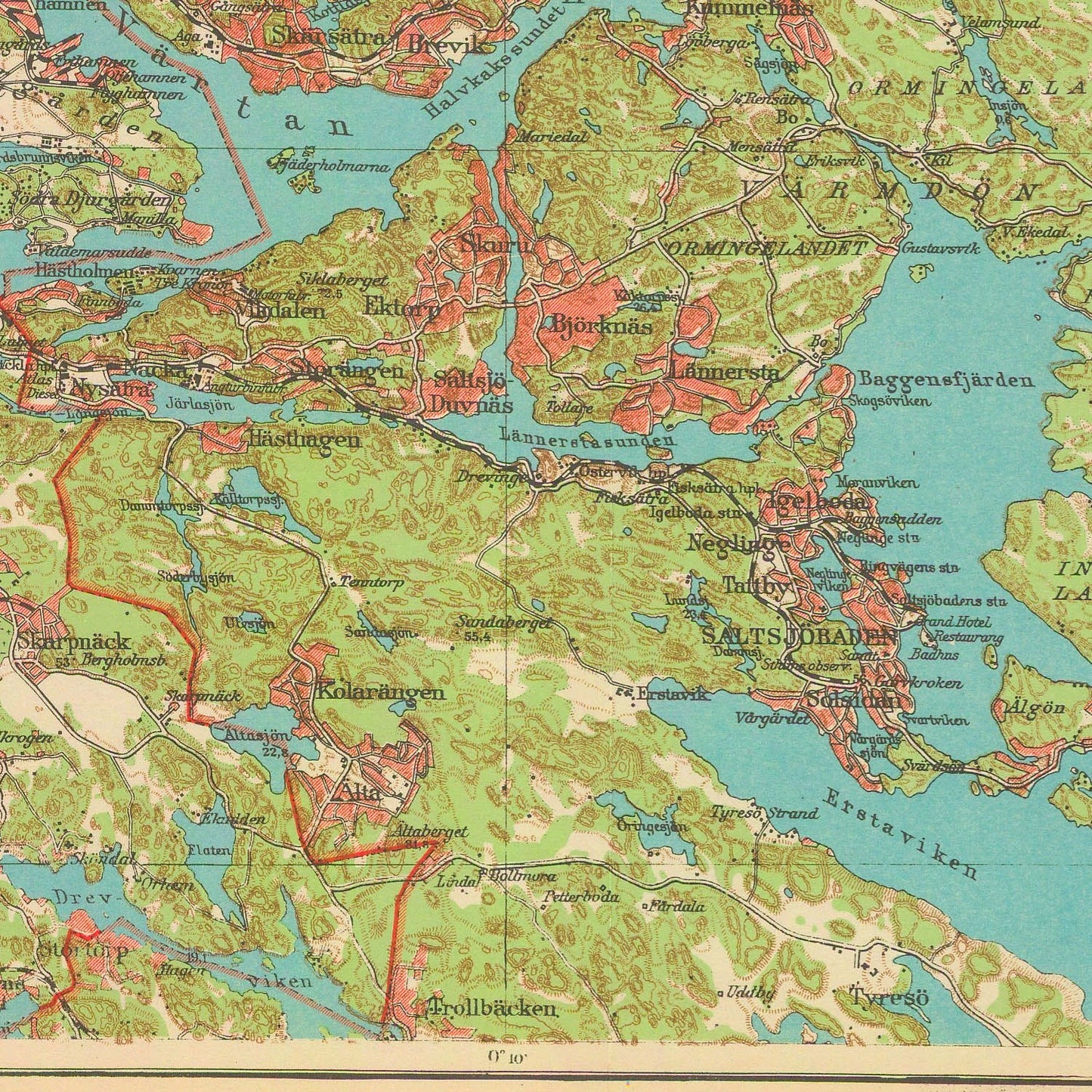 detail of the map from the centre left