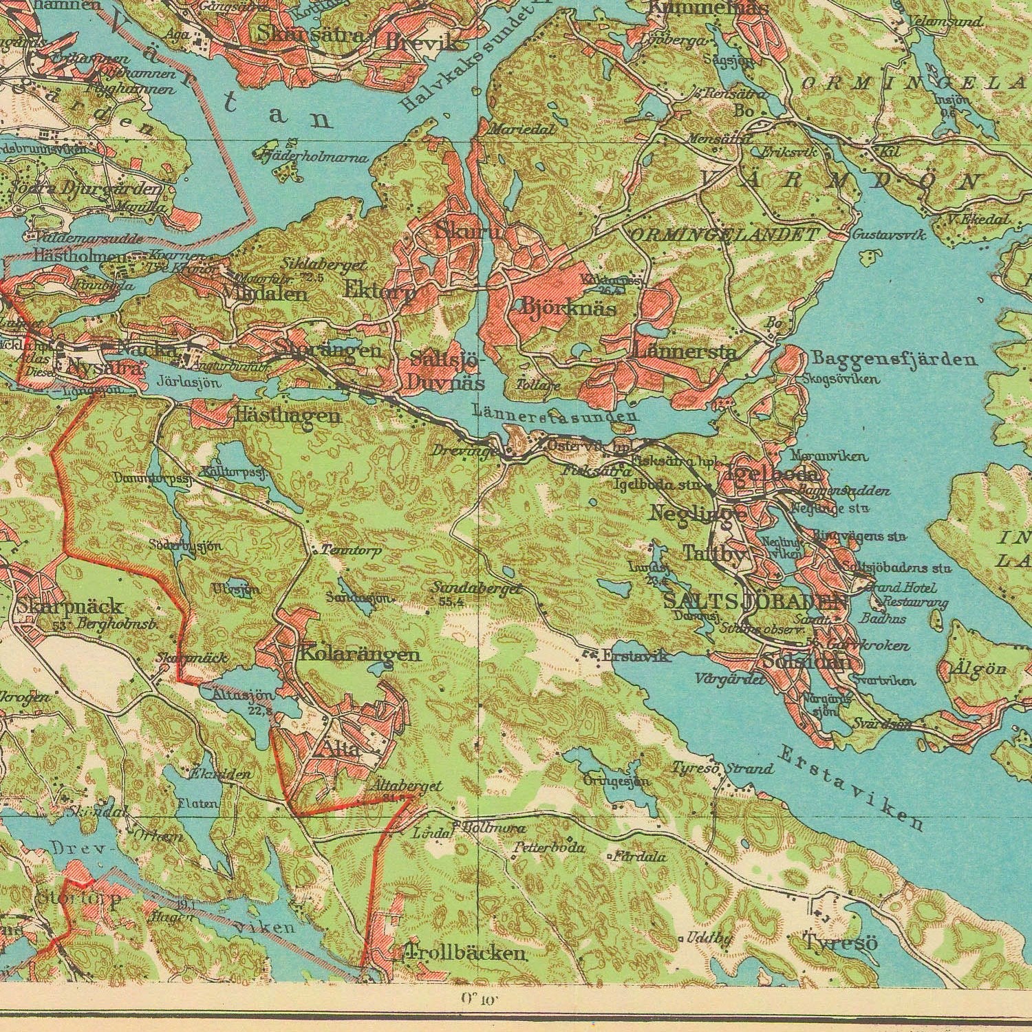 detail of the map from the centre left