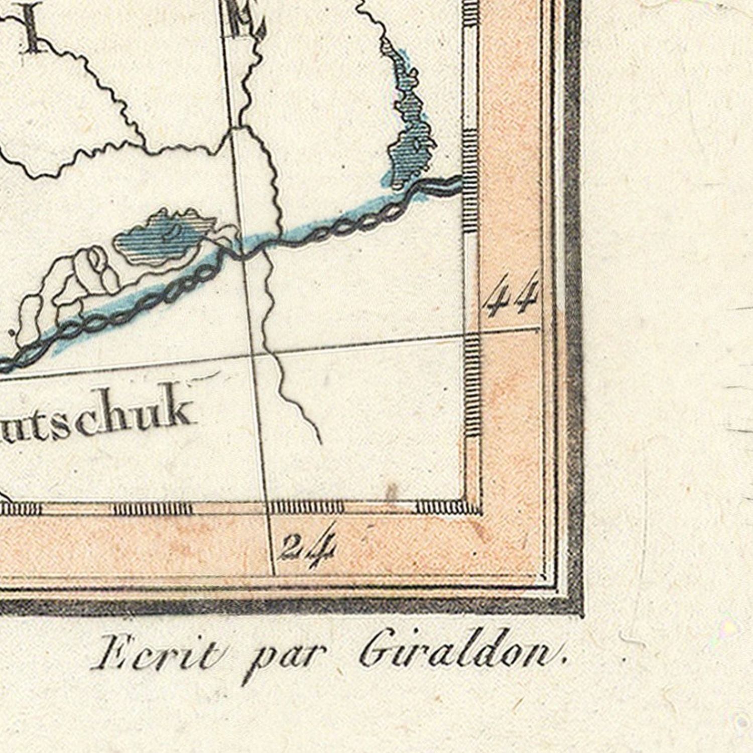 detail of the map from the bottom right corner