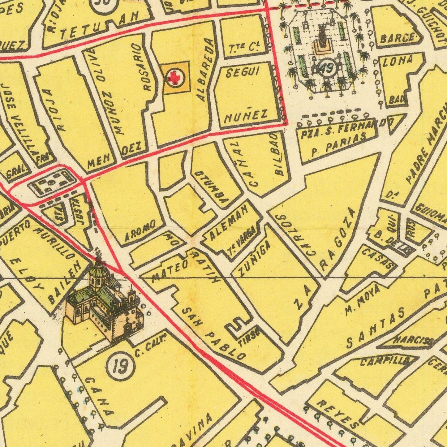 detail of the map from the centre 