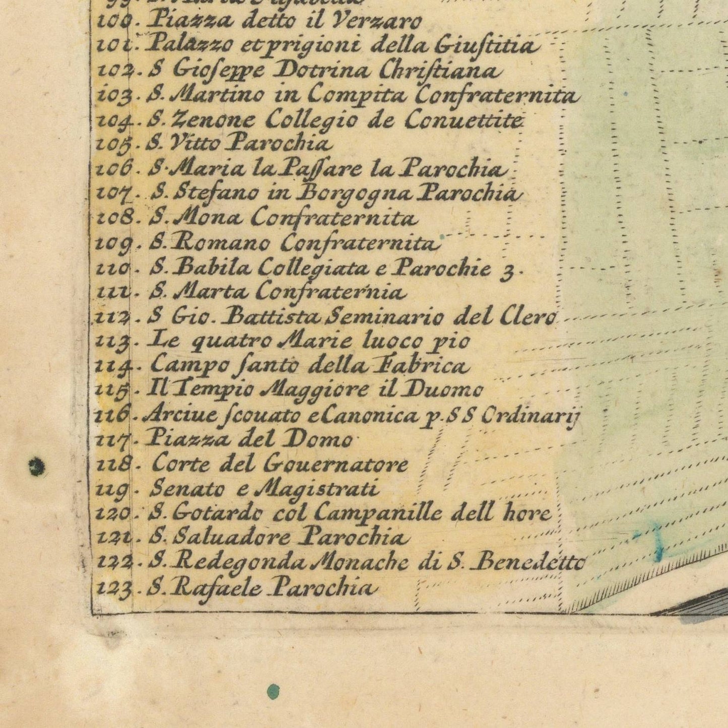 detail of the map from the bottom left corner