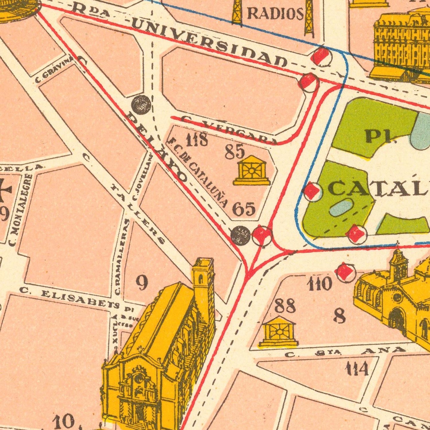 detail of the map from the centre 