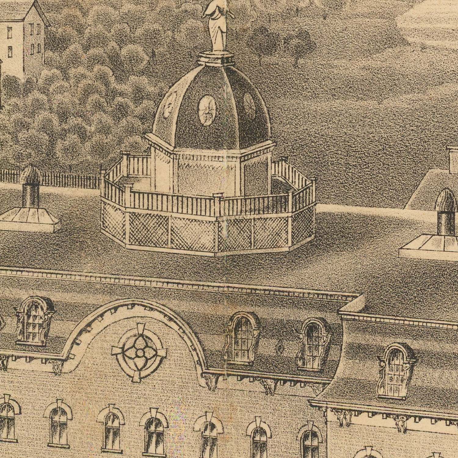 detail of the engraving reproduction from the centre 