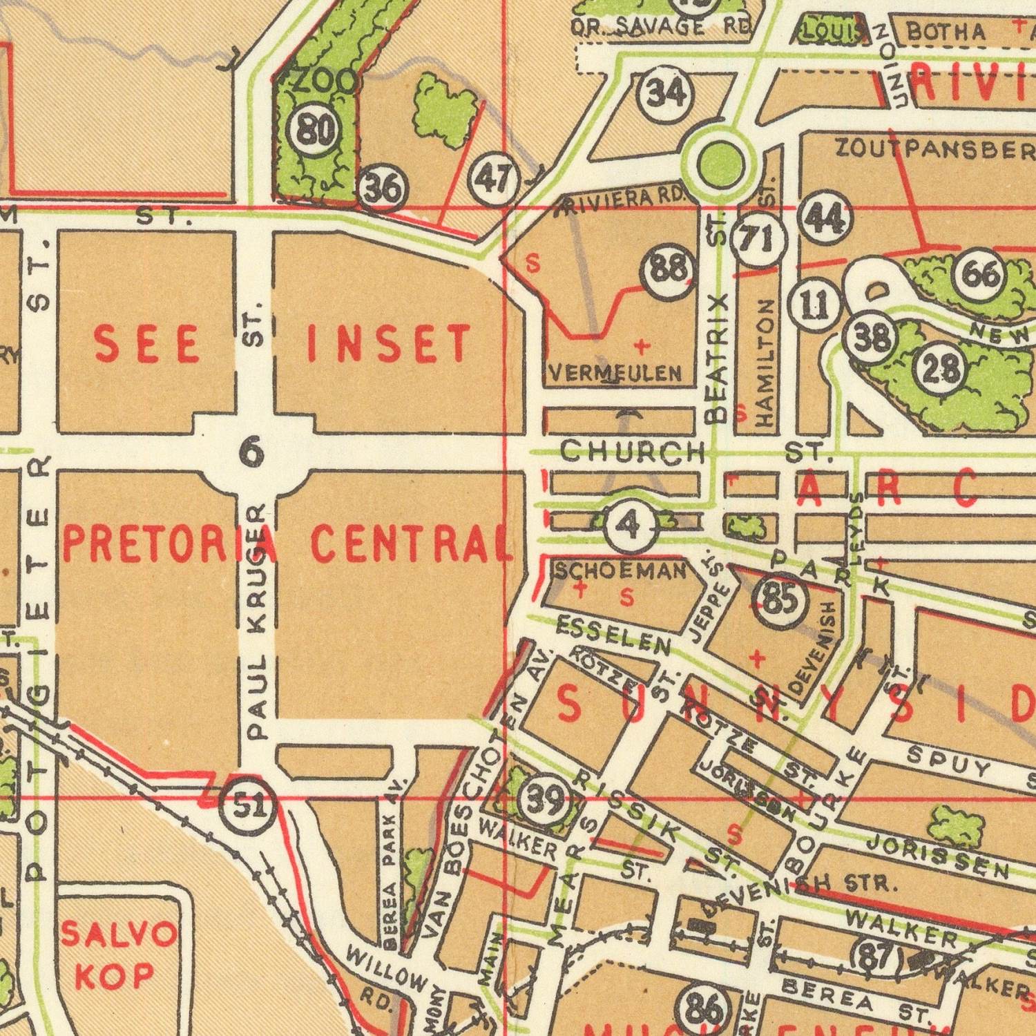 detail of the map from the centre 