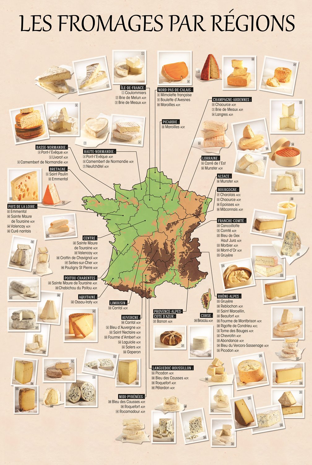 Cheese Map Cheese map of France – PrintsXXL