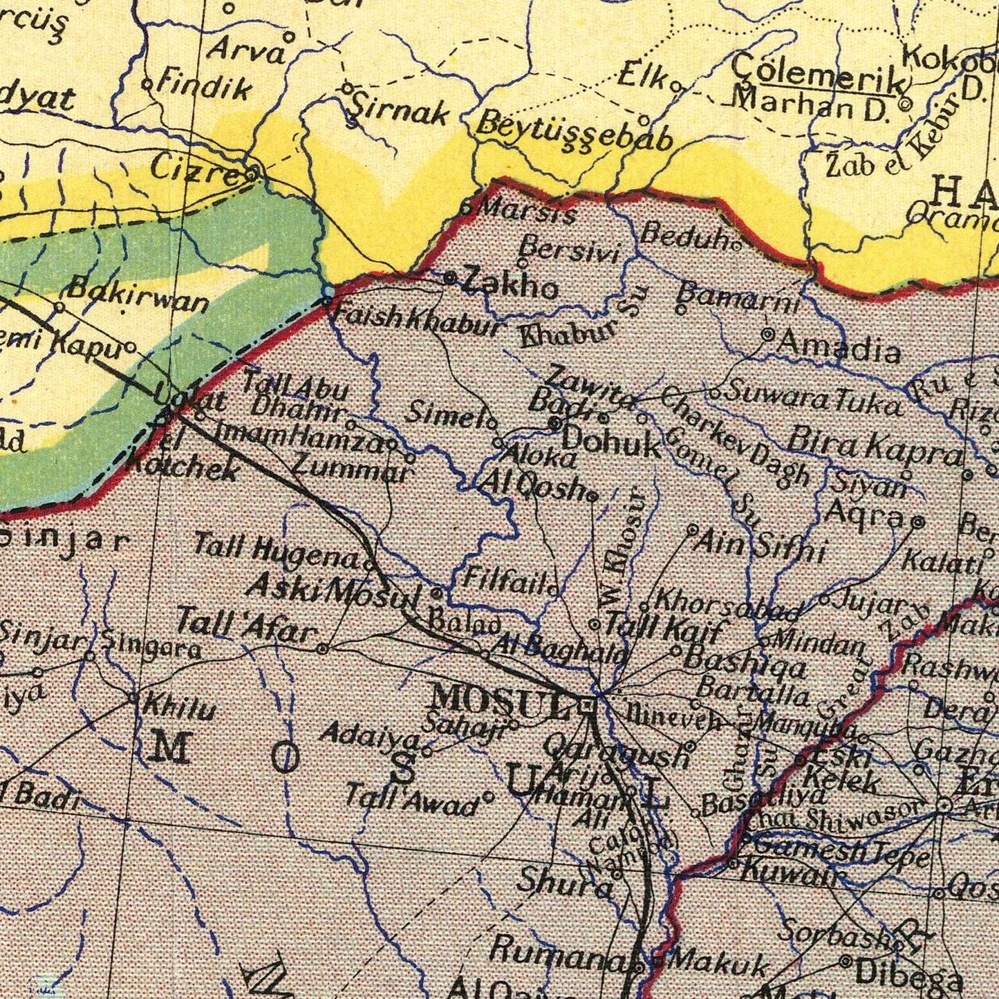 detail of the map from the centre 