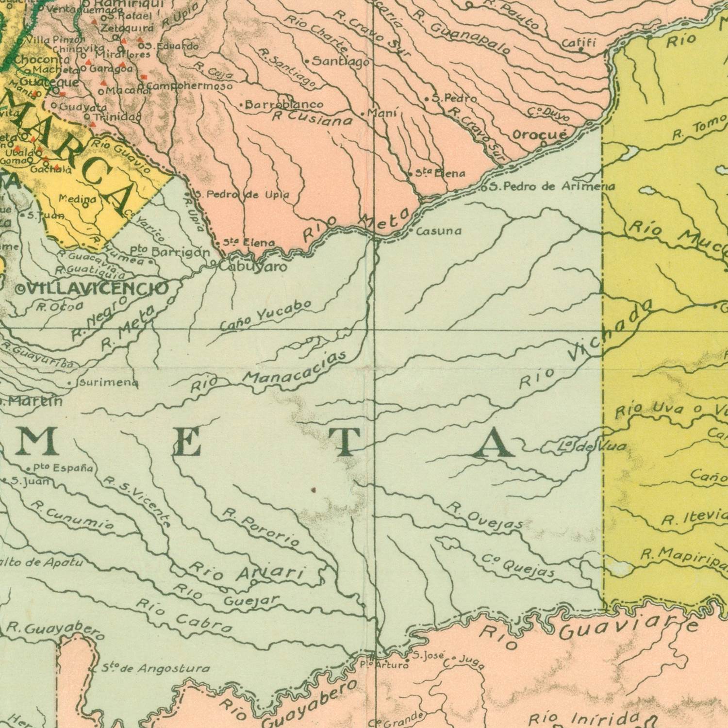 detail of the map from the centre left