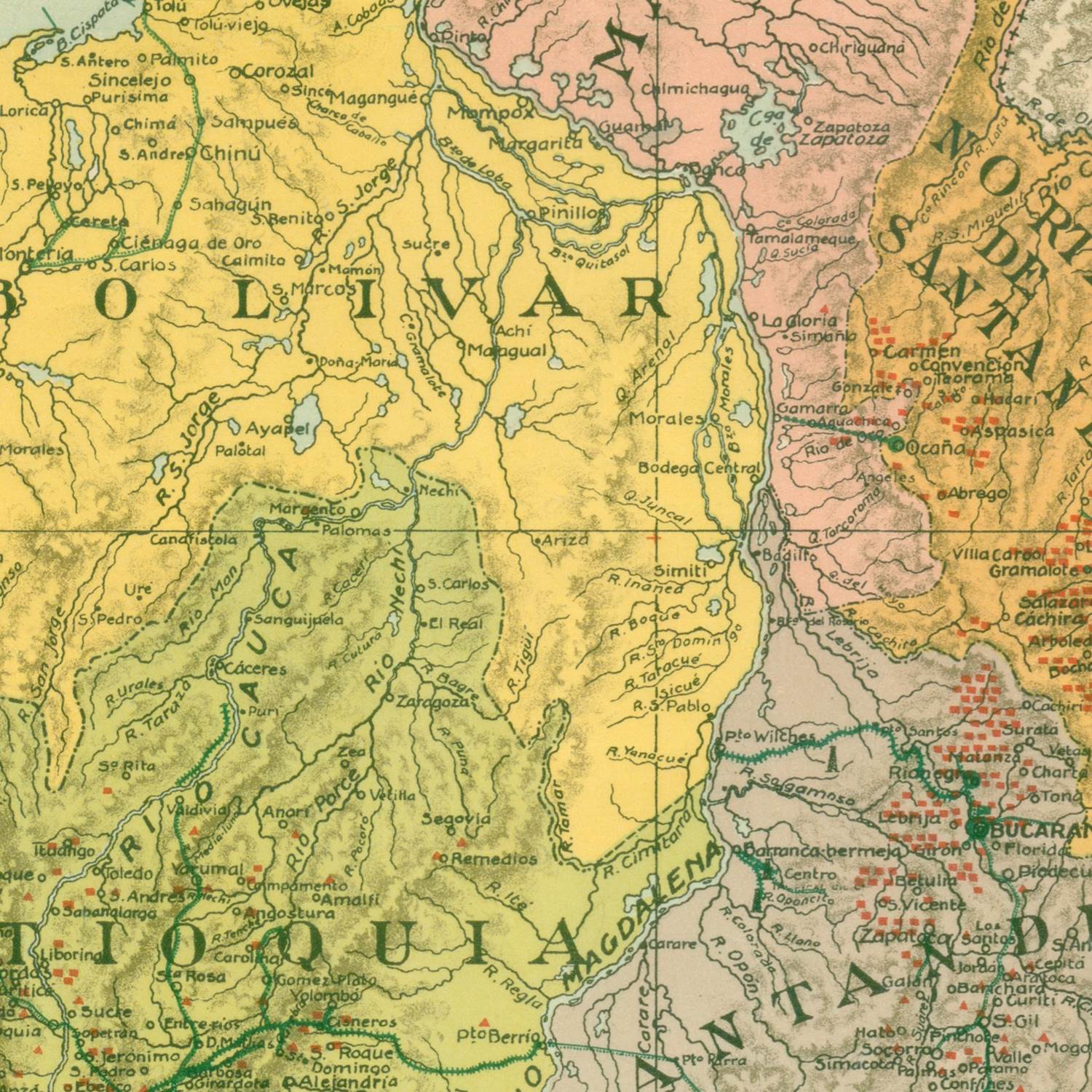 detail of the map from the centre 