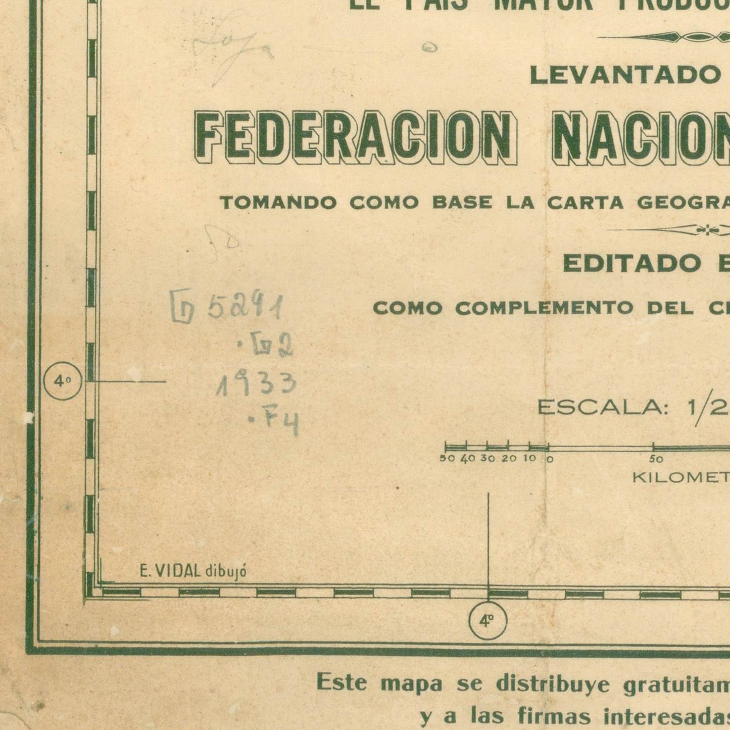 detail of the map from the bottom left corner