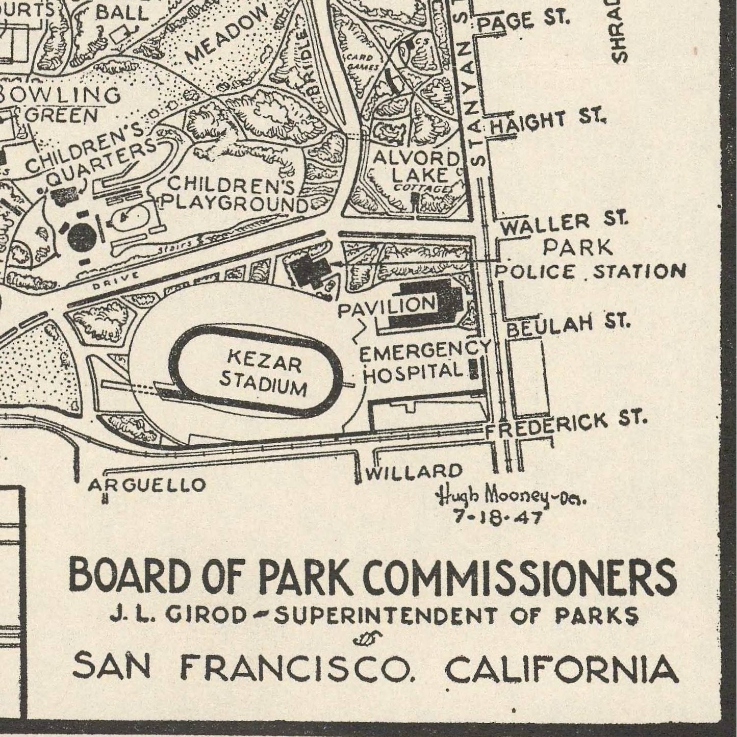 detail of the map from the bottom right corner