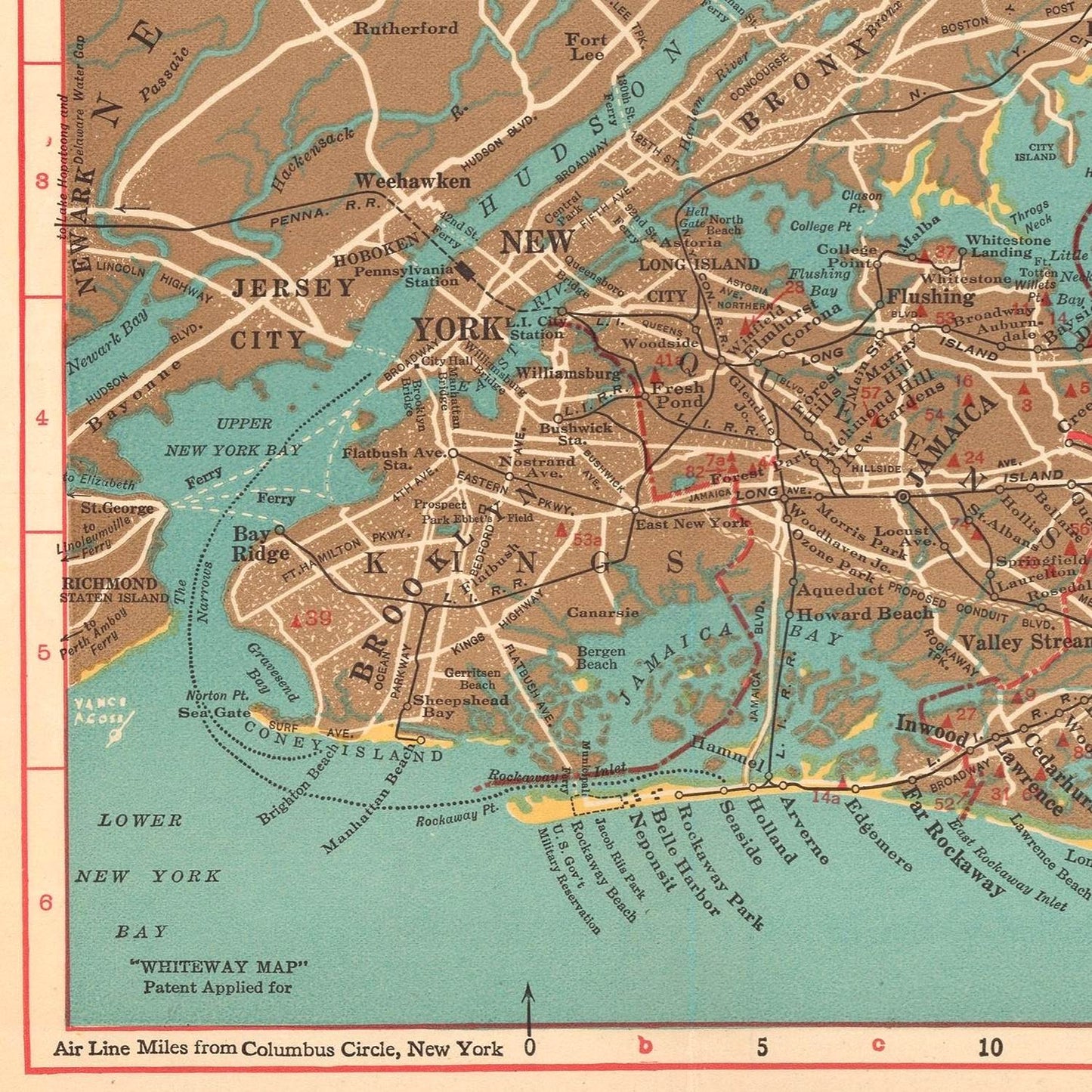 detail of the map from the bottom left corner