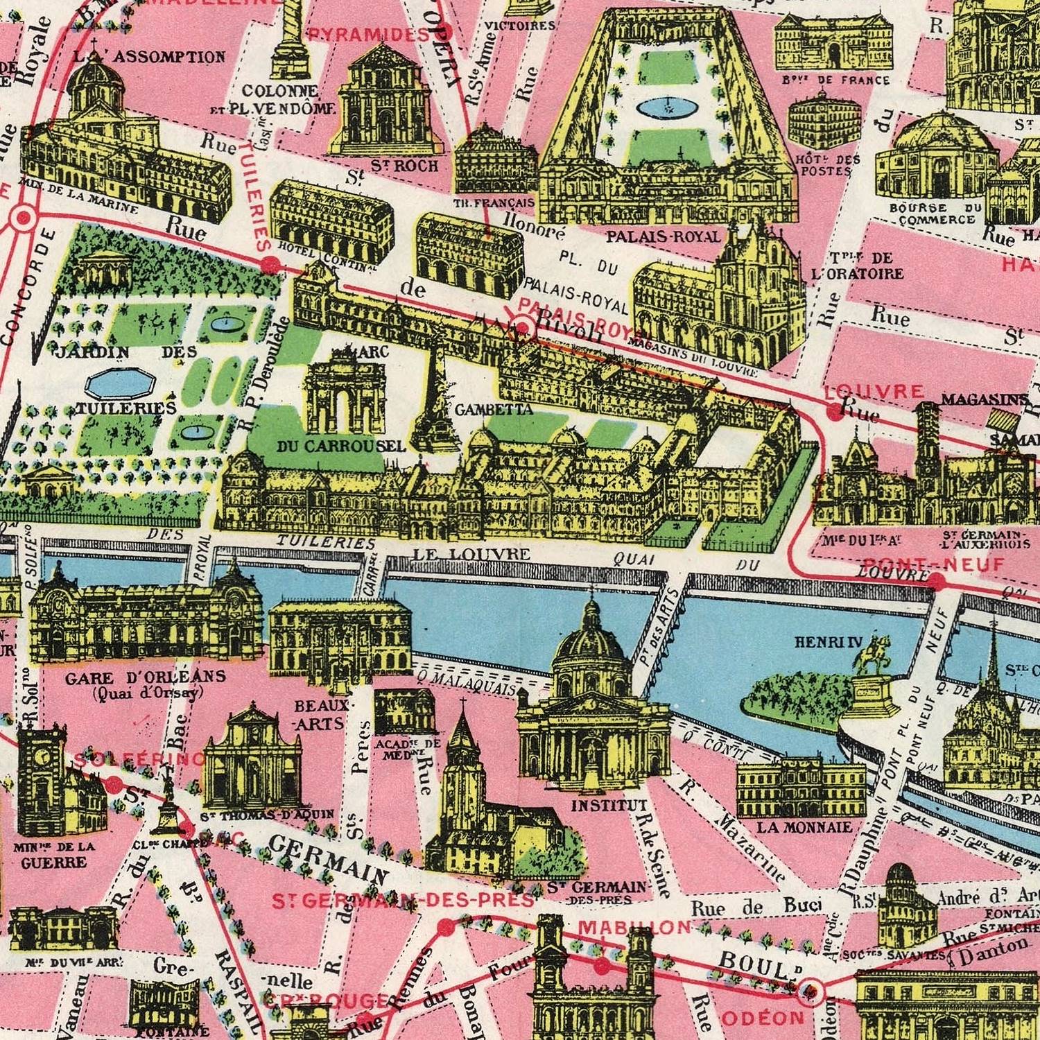 detail of the map from the centre 