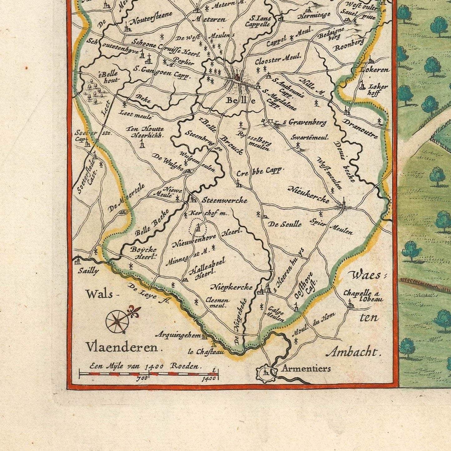 detail of the map from the bottom left corner
