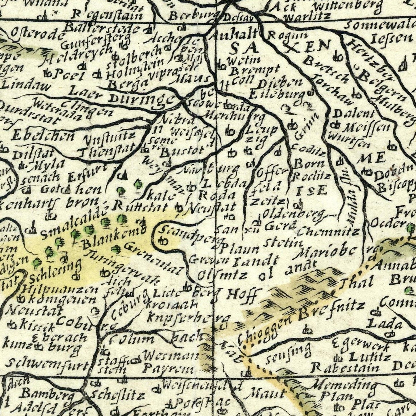 detail of the map from the centre 
