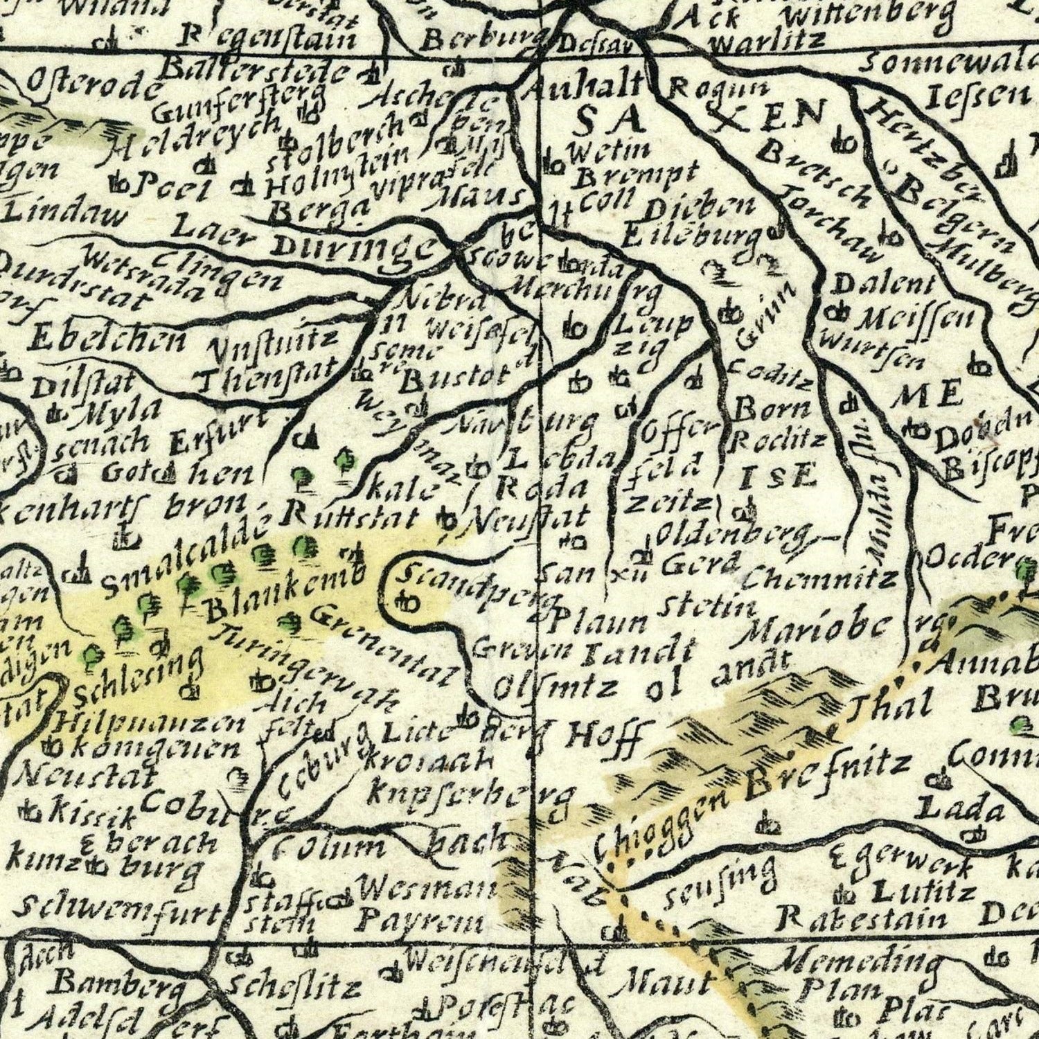 detail of the map from the centre 
