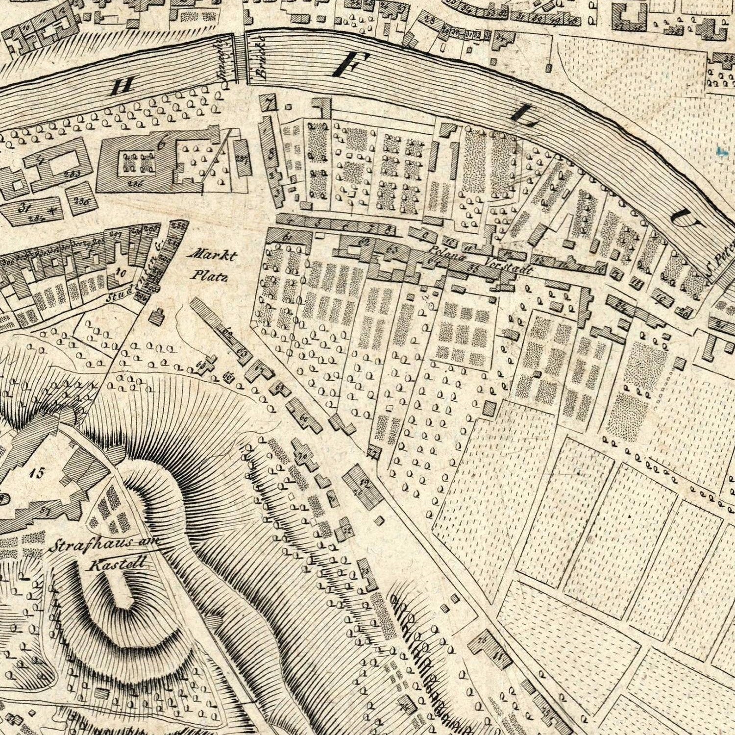 detail of the map from the centre 
