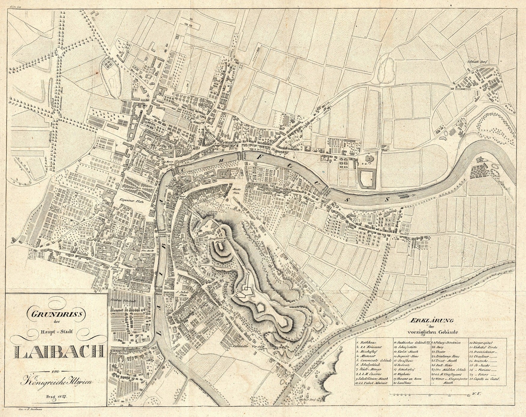 presentation of the map reproduction without a frame
