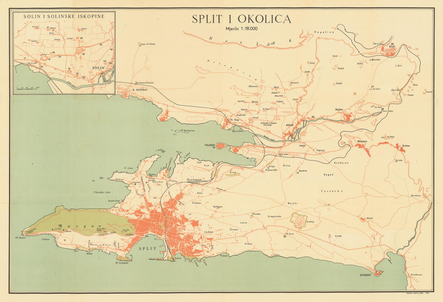 presentation of the map reproduction without a frame
