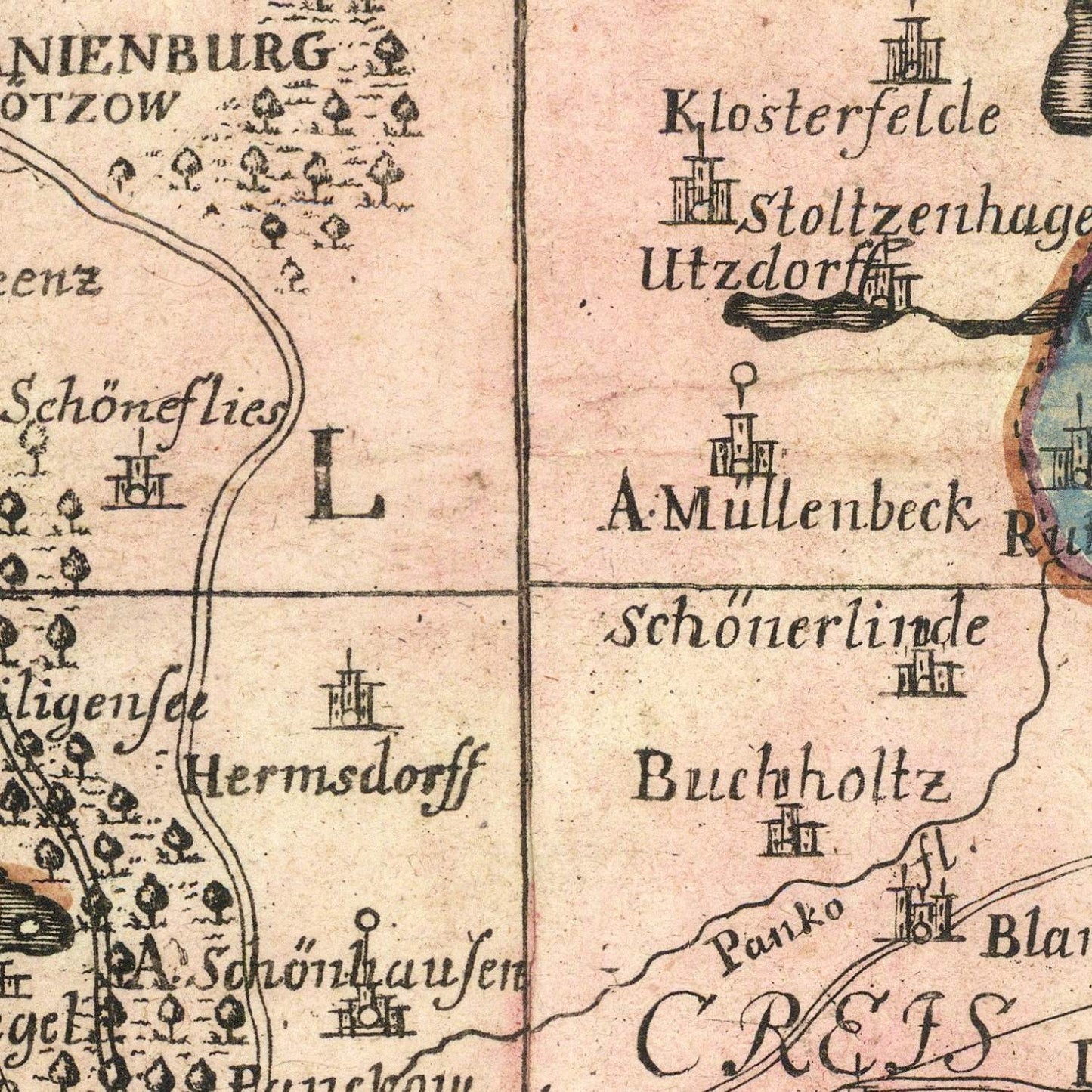 detail of the map from the centre 