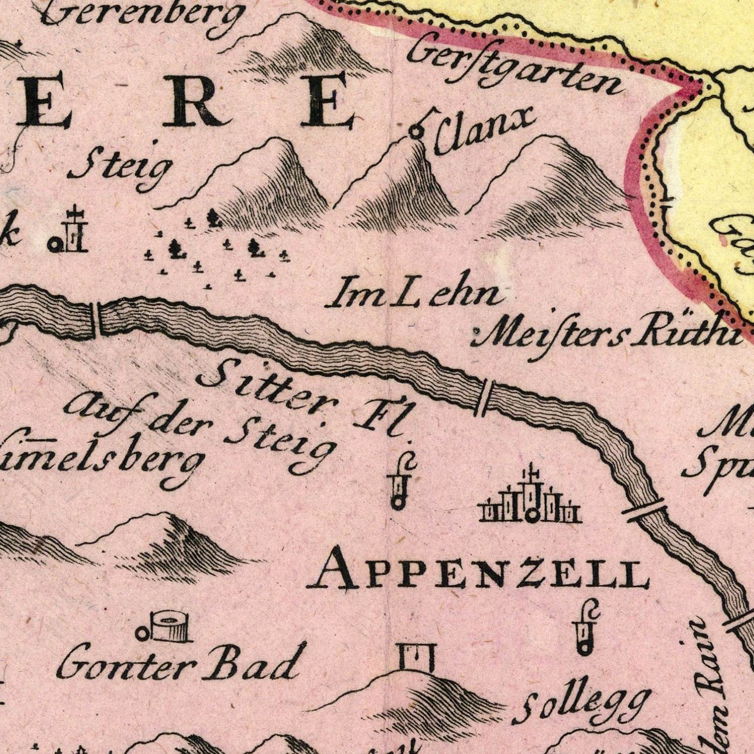 detail of the map from the centre 
