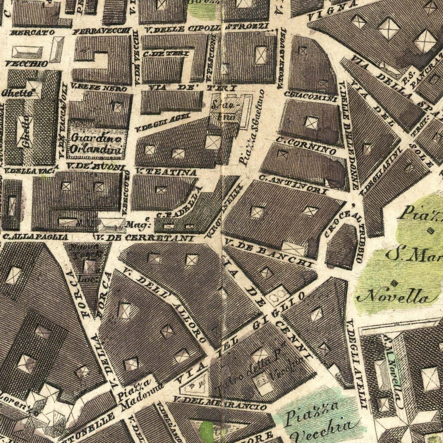 detail of the map from the centre 