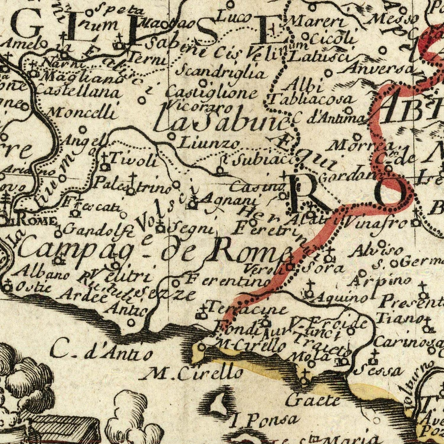 detail of the map from the centre 
