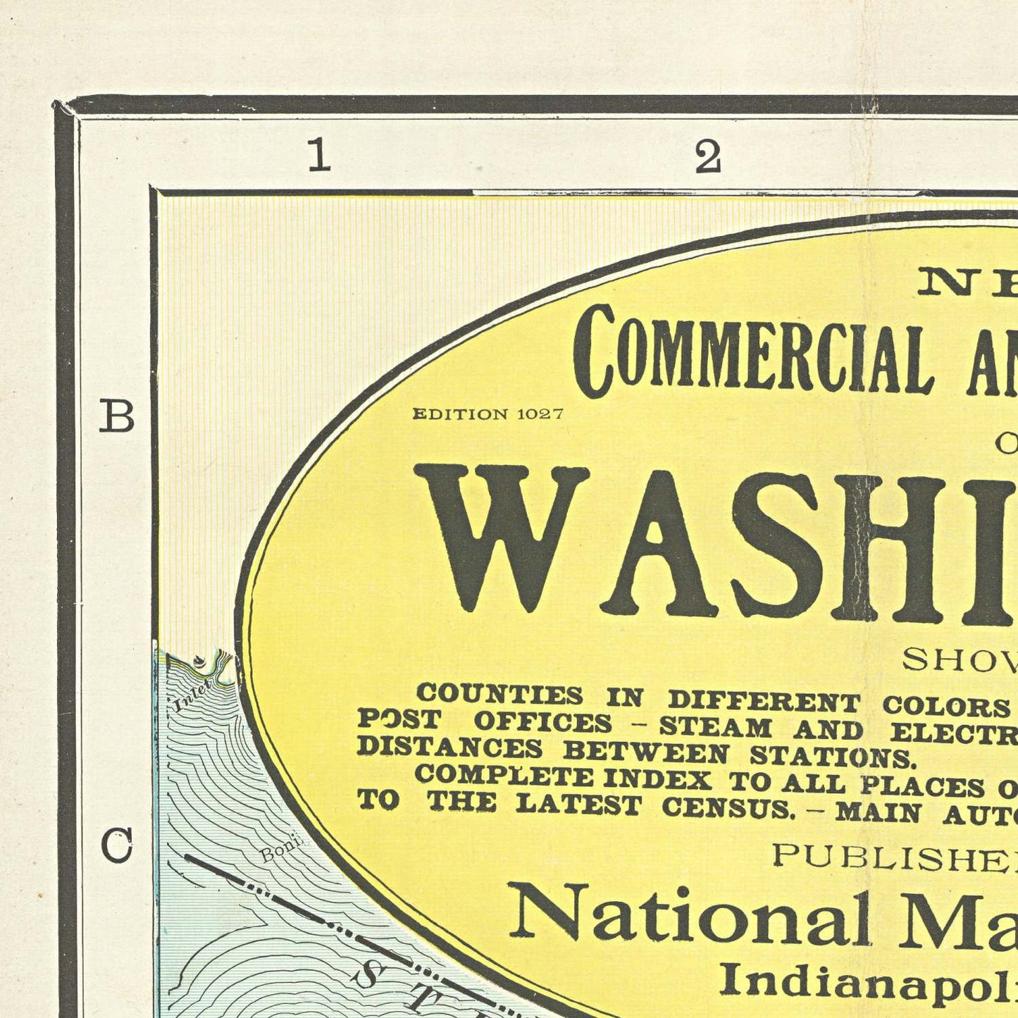 Old map of Washington state, 1916