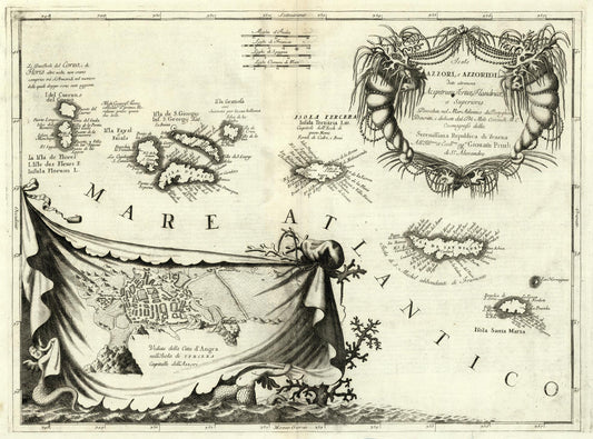 Vintage map of the Mediterranean Sea with decorative elements and text.
